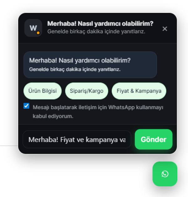 WooCommerce Gelişmiş WhatsApp Destek Eklentisi